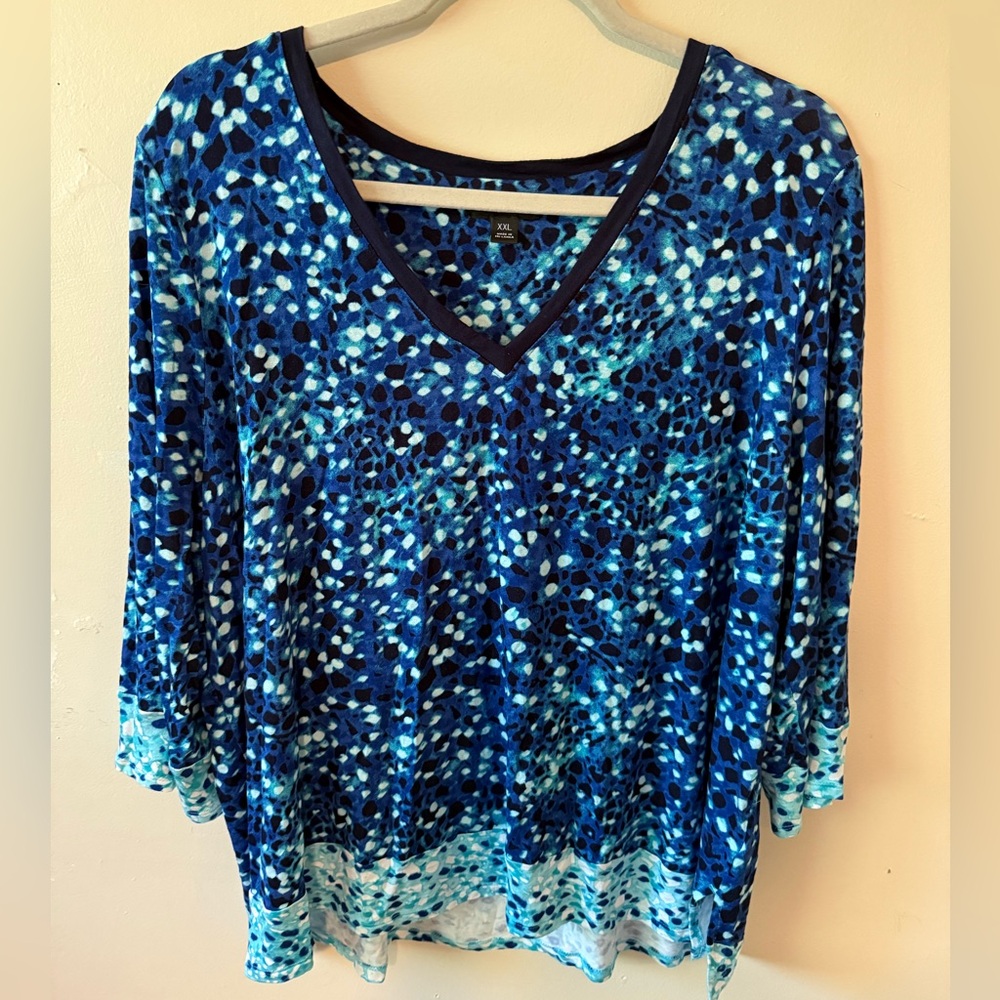 Simply Vera Vera Wang Pajama Shirt Top Size XXL Blue Black Soft
